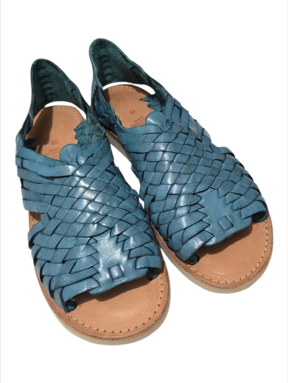 NWOB Brand X Huaraches Hand-Woven Leather Sandals - Blue Turquoise